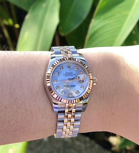 mother of pearl rolex face ladies diamonds rose gold|rolex datejust 28 diamond bezel.